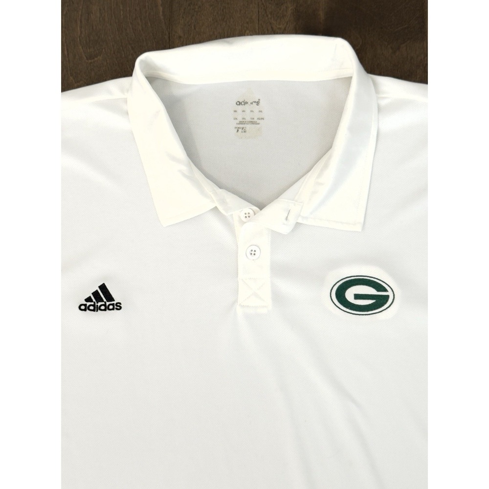 Adidas Polo Shirt Mens Size 3XL White Short Sleeve‎ Climacool Golf Green G Logo